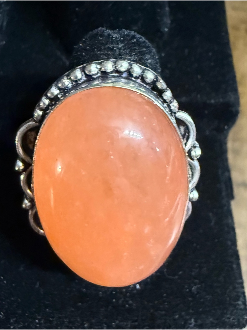 Sterling Silver Orange Stone Statement Ring